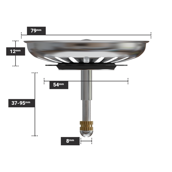 79 mm Kitchen Sink Strainer with Adjustable Screw Pin