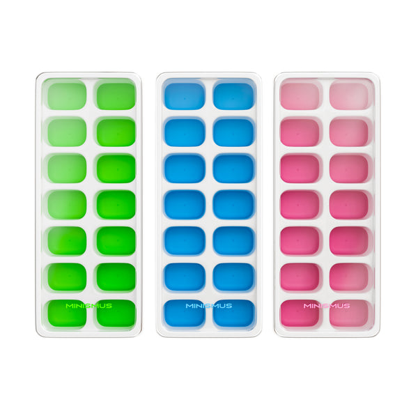 Silicone Ice Cube Tray with Lid Pack of 3