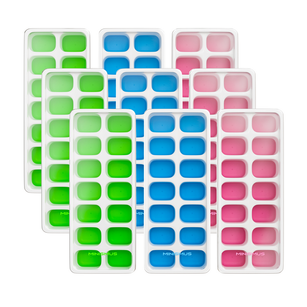 Silicone Ice Cube Tray with Lid Pack of 9