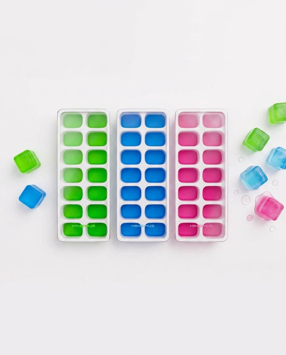Vassoio per cubetti di ghiaccio in silicone con coperchio confezione da 9