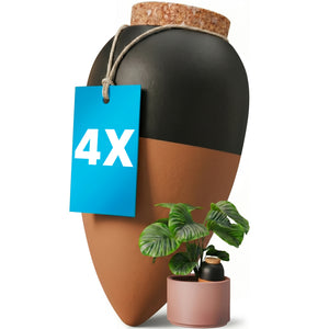 Erogatore d'Acqua per Piante 450 ml - Set da 4 | Irrigazione Automatica in Terracotta per Piante da Interno