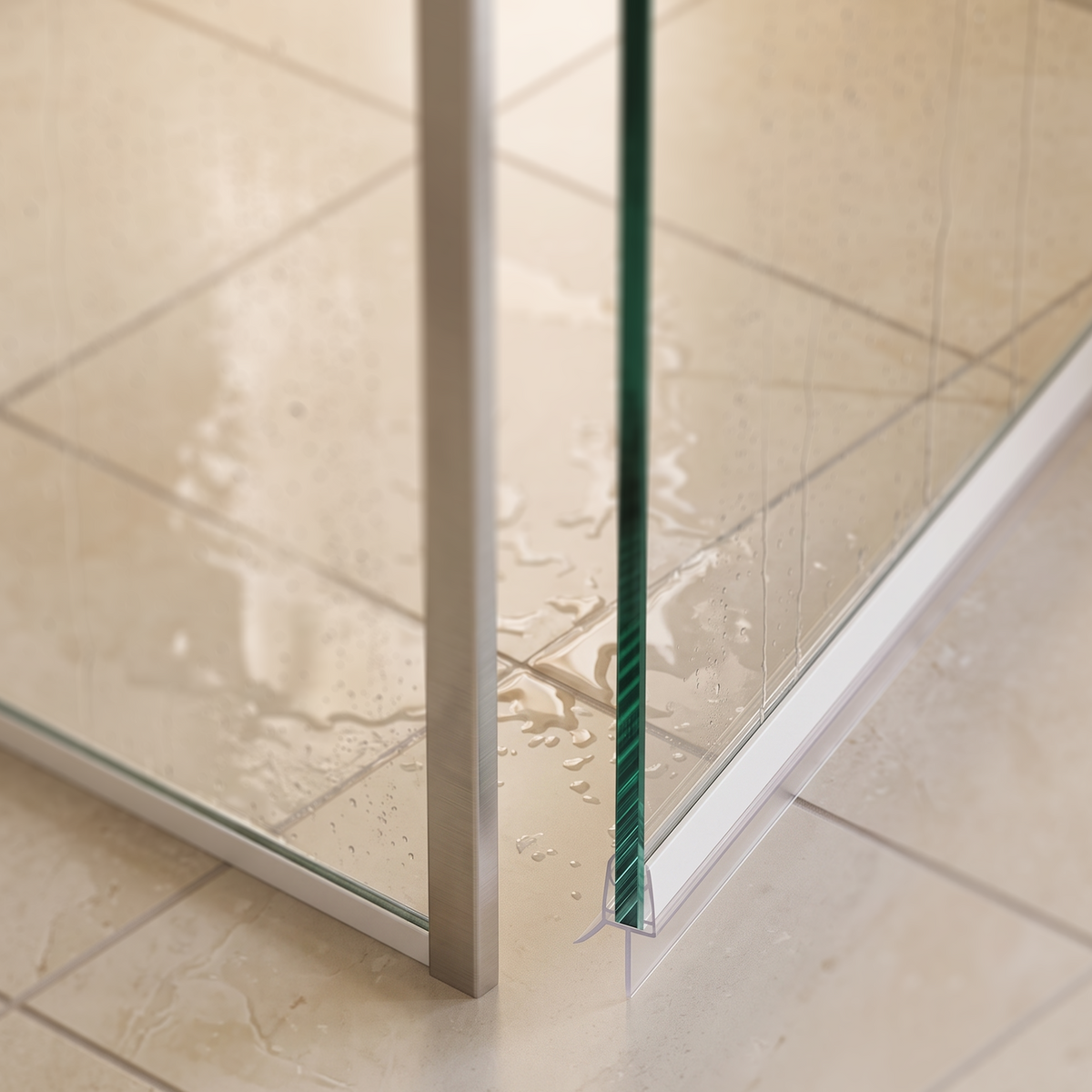 Douchestrip met waterkering, 2 × 100 cm, voor glas 6 tot 8 mm