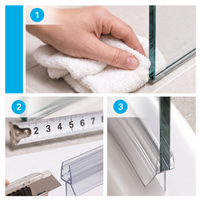 Douchestrip met waterkering, 2 × 100 cm, voor glas 6 tot 8 mm