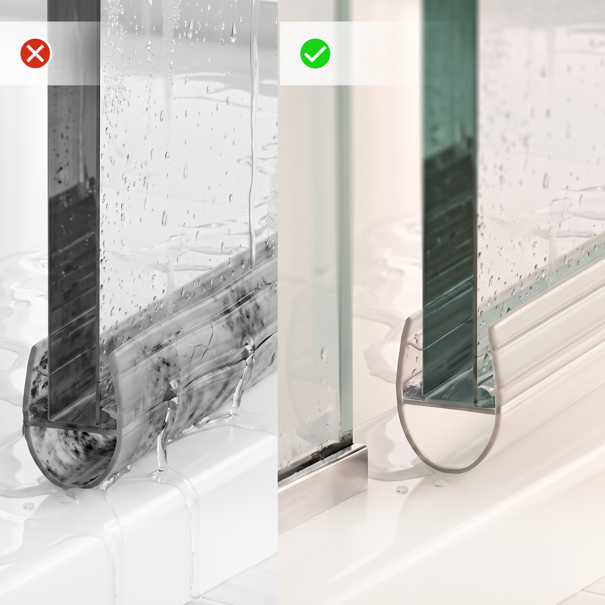 Douchestrip D profiel, 2 × 100 cm, voor glas 6 tot 8 mm
