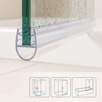 Douchestrip D profiel, 2 × 100 cm, voor glas 6 tot 8 mm