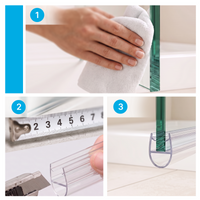 Douchestrip D profiel, 2 × 100 cm, voor glas 6 tot 8 mm