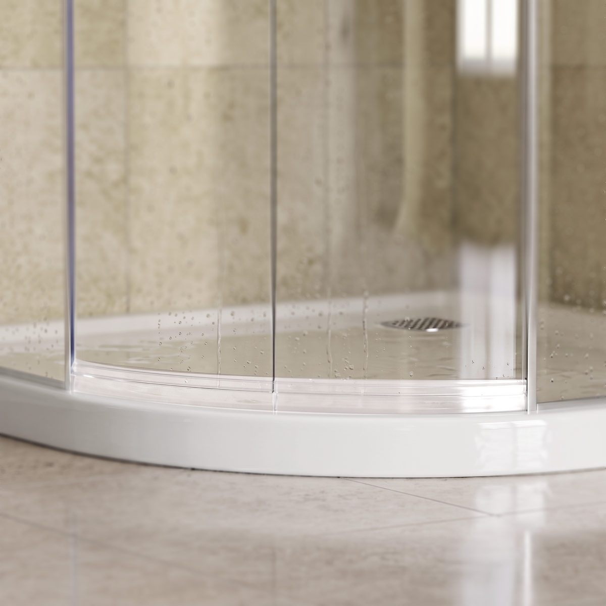 Halfronde douchestrip met waterkering, 2 × 100 cm, voor glas 6 tot 8 mm
