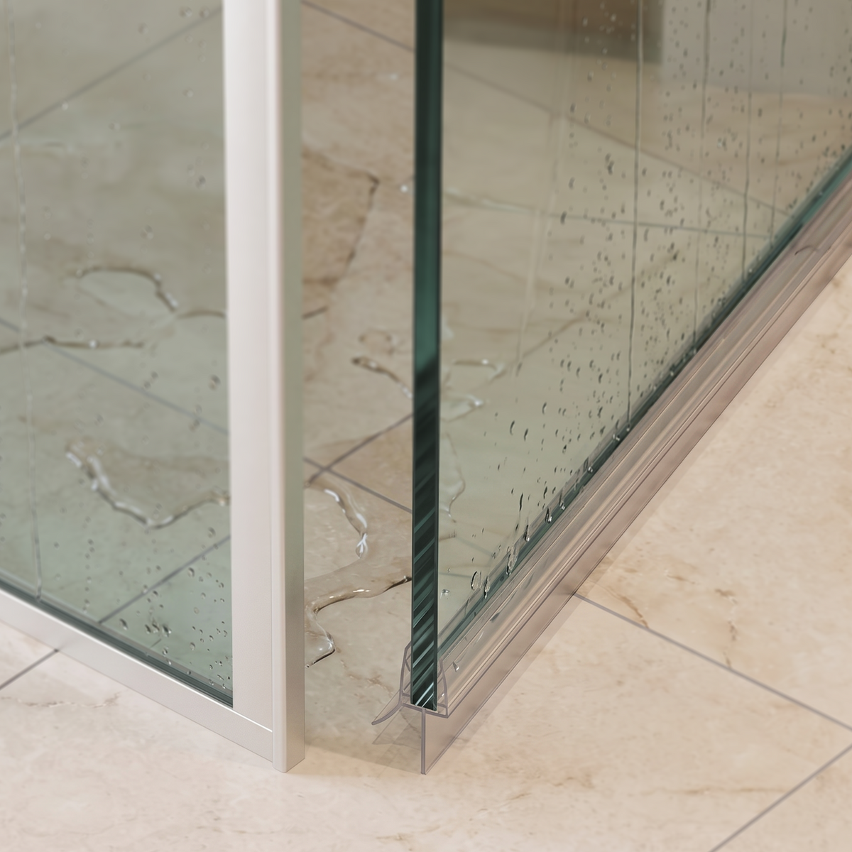 Douchestrip met waterkering, 2 × 100 cm, voor glas 8 tot 10 mm