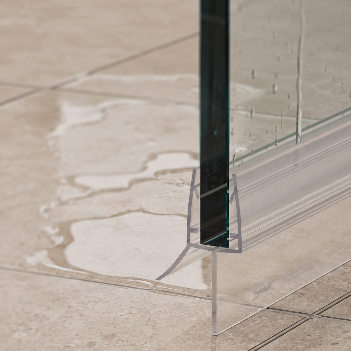 Douchestrip met waterkering, 2 × 100 cm, voor glas 8 tot 10 mm