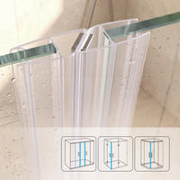Magnetische douchedeurstrip, 2 × 200 cm, voor glas 6 tot 8 mm, voor 90 en 180 graden sluiting
