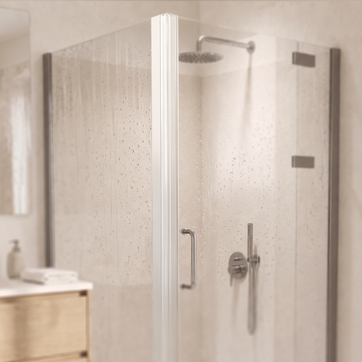 Verticale douchedeurstrip F profiel, 2 × 200 cm, voor 90 graden glasverbinding, glas 6 tot 8 mm