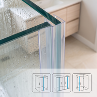 Verticale douchedeurstrip F profiel, 2 × 200 cm, voor 90 graden glasverbinding, glas 6 tot 8 mm