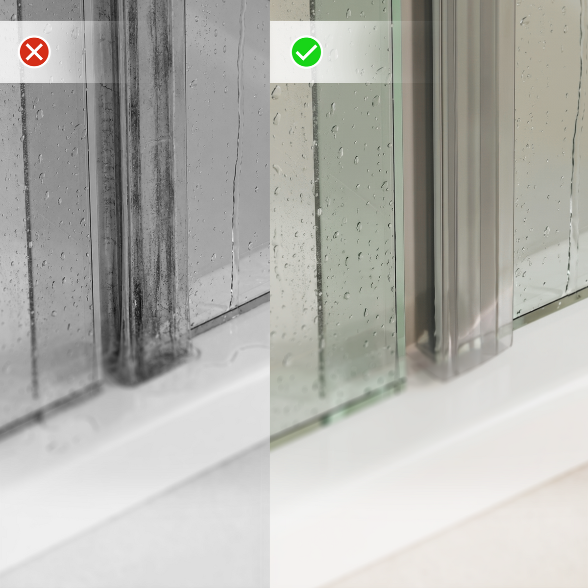 Verticale douchedeurstrip U profiel, 2 × 200 cm, voor glas 6 tot 8 mm
