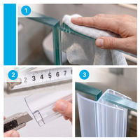 Verticale douchedeurstrip U profiel, 2 × 200 cm, voor glas 6 tot 8 mm