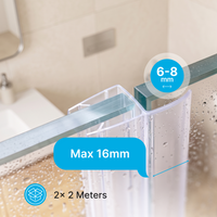 Verticale douchedeurstrip U profiel, 2 × 200 cm, voor glas 6 tot 8 mm