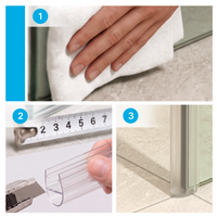 Verticale douchedeurstrip D profiel, 2 × 200 cm, voor glas 6 tot 8 mm