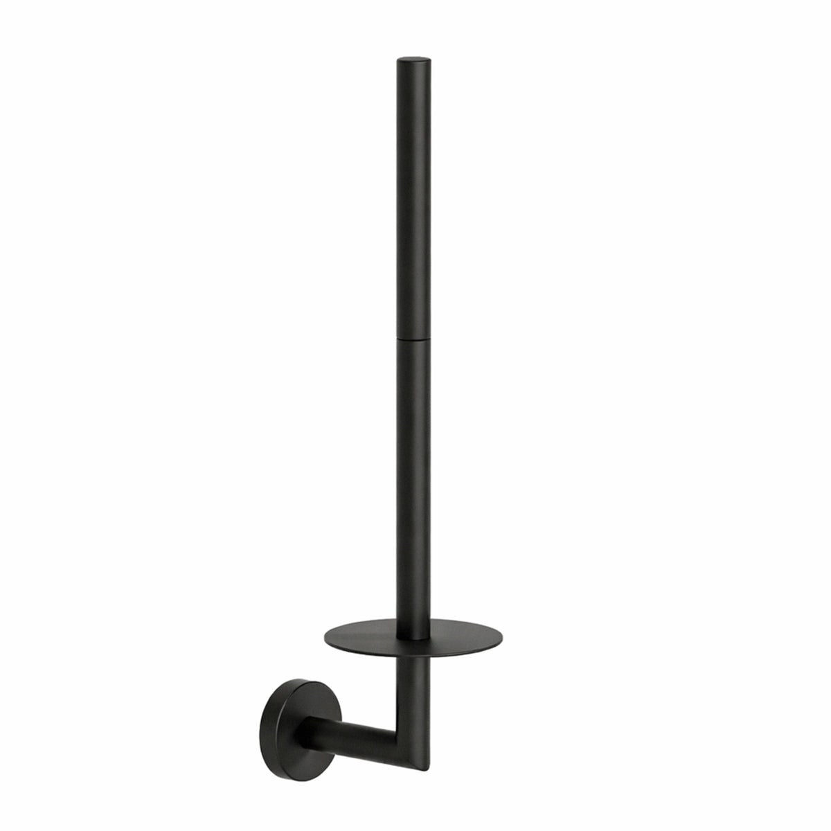 Set WC nero 5 pezzi - Portarotolo con braccio regolabile e portarotolo di scorta da parete per 3 rotoli - Portascopino, pattumiera e ganci da parete
