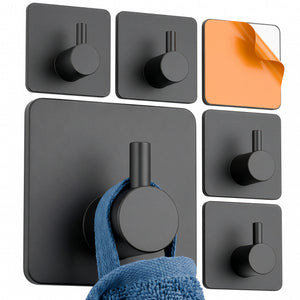 Selbstklebende Edelstahl-Wandhaken mit quadratischer Basis, 6er-Set, bis 5 kg