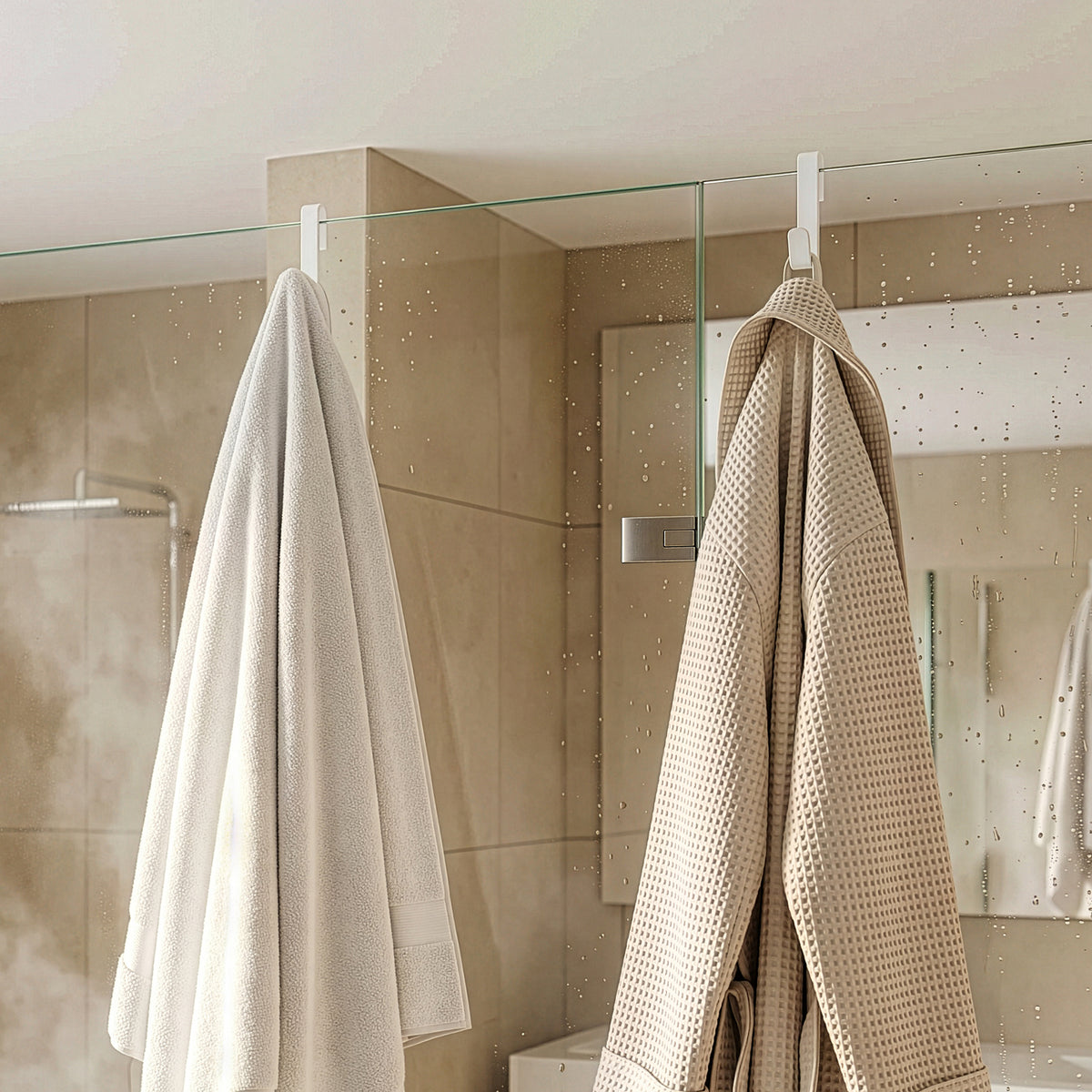 Crochets de porte de douche avec revêtement en silicone, lot de 2, pour verre de 6 à 10 mm