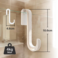 Crochets de porte de douche avec revêtement en silicone, lot de 2, pour verre de 6 à 10 mm