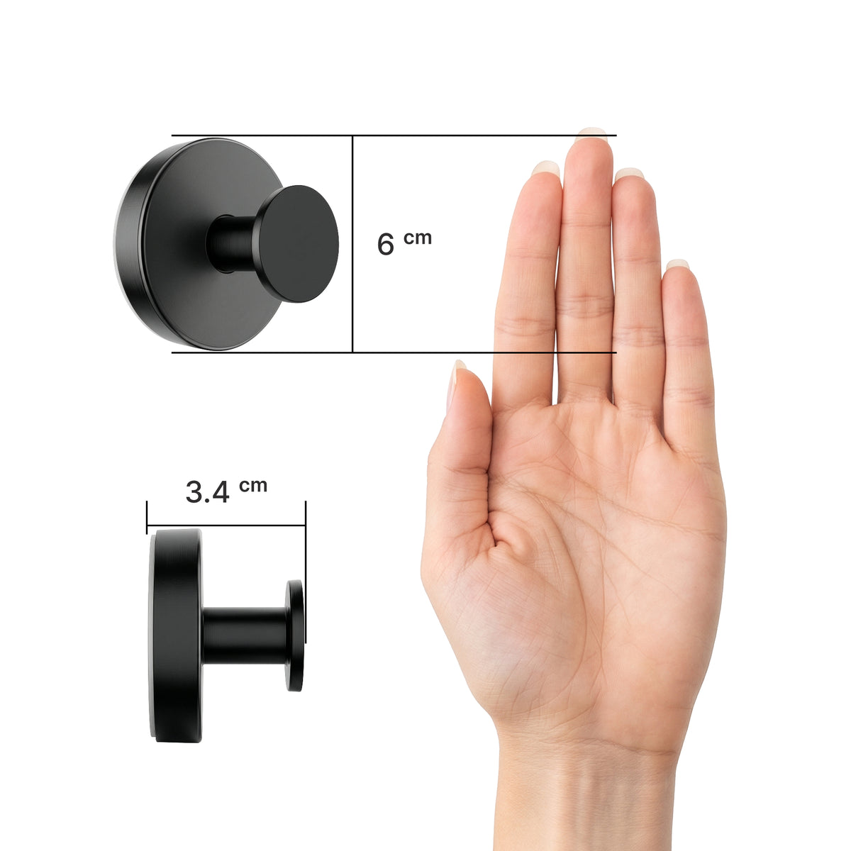 Round Rotating Suction Cup Hook Black Set of 4