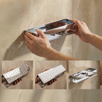 Étagère de douche 30 × 9 × 7 cm en acier inoxydable avec 3 options de montage