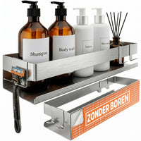 Étagère de douche 30 × 9 × 7 cm en acier inoxydable avec 3 options de montage