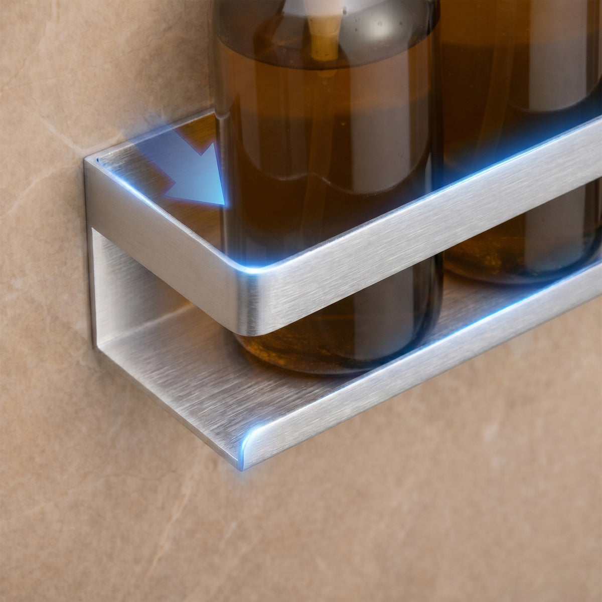 Étagère de douche 30 × 9 × 7 cm en acier inoxydable avec 3 options de montage