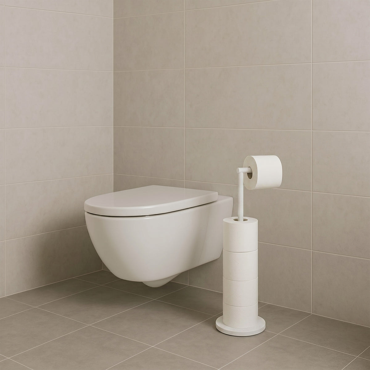 Porte papier toilette sur pied pour 5 rouleaux, base lestée