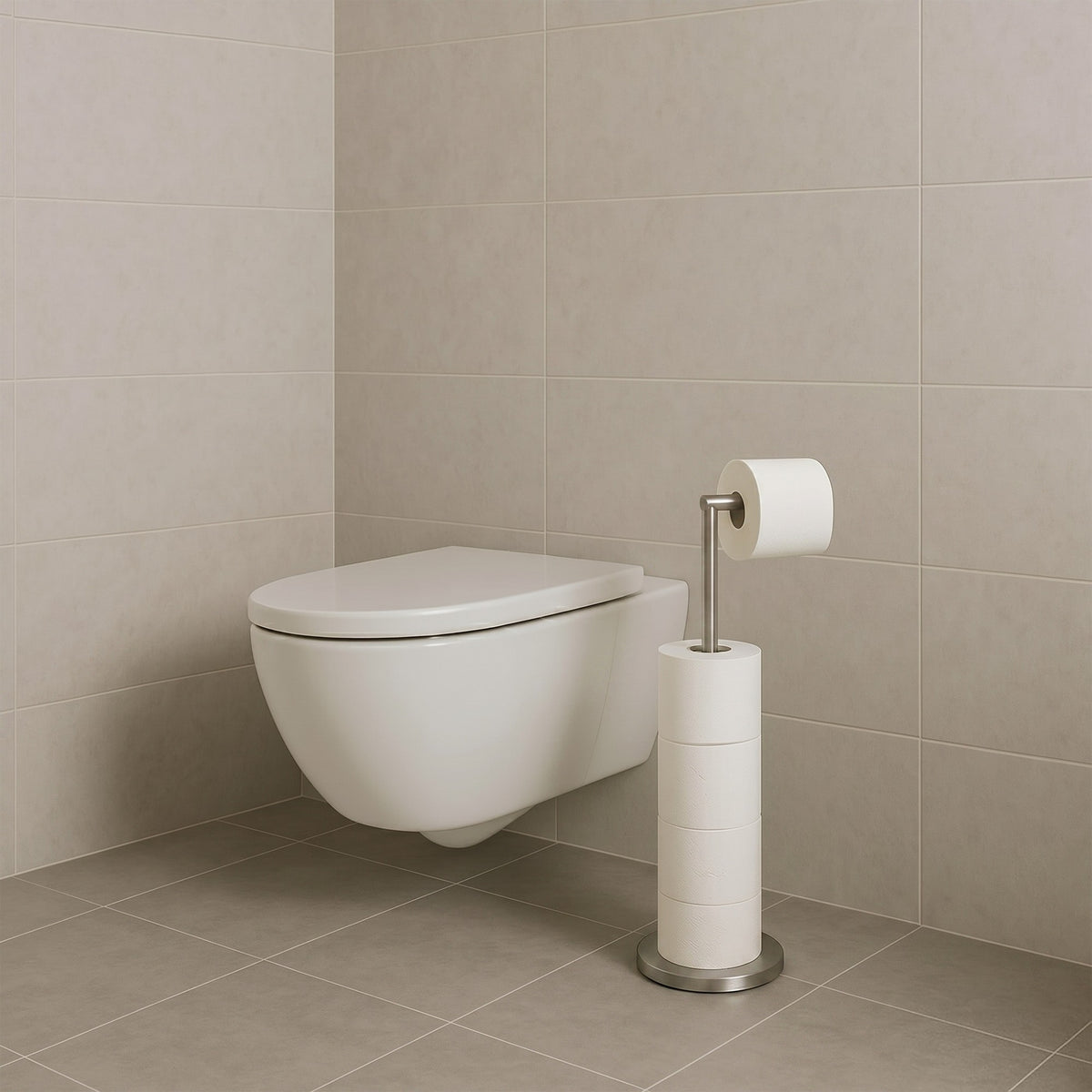 Porte papier toilette sur pied pour 5 rouleaux, base lestée