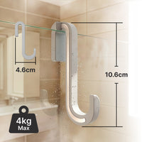 Crochets de porte de douche avec revêtement en silicone, lot de 2, pour verre de 6 à 10 mm