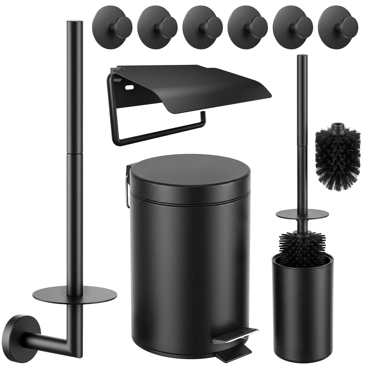 5-Piece Black Toilet Set