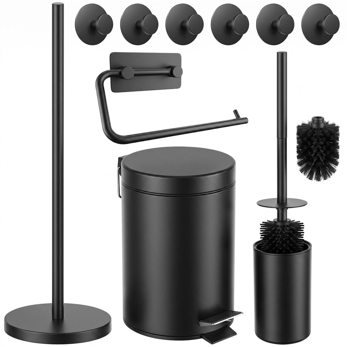 5-Piece Black Toilet Set