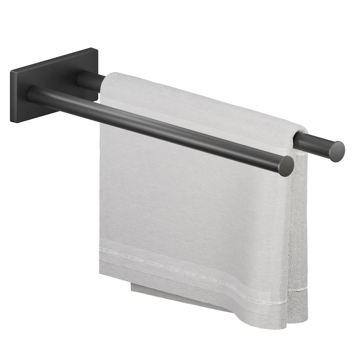 Support de barre à serviette noir 41 cm – Double bras, résistant à la rouille