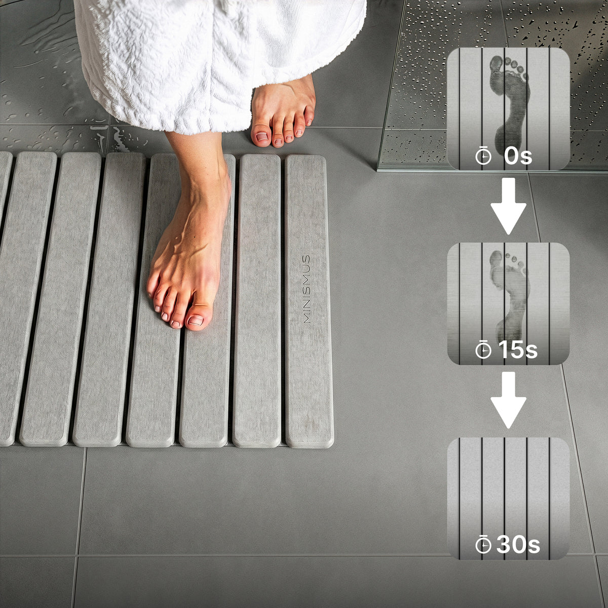 Tapis de bain en diatomite à séchage rapide – 60x40cm