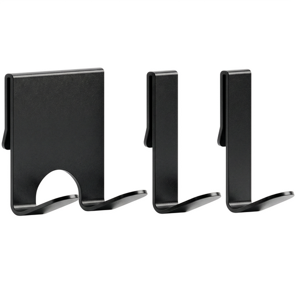 Set di Ganci Extra per Cestello Doccia - Porta Rasoio e 2 Ganci a J, Nero