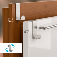 Door Hooks 4-Pack, Stainless Steel, Fits 2.2cm & 1.6cm Doors with Protective Pads