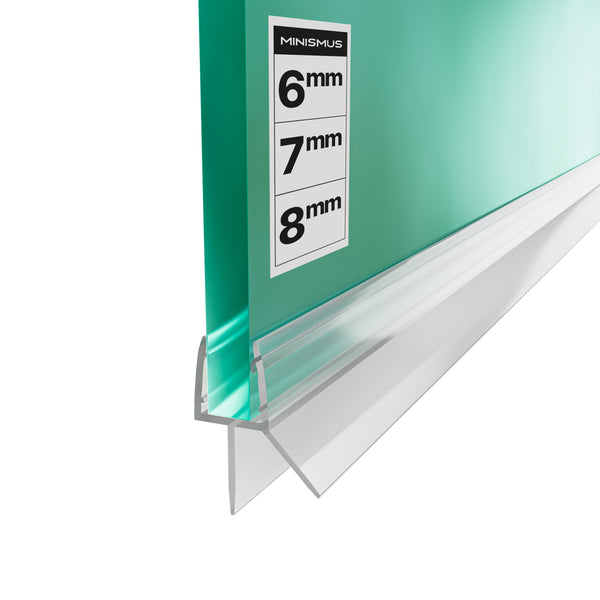 Doucheafdichting met Waterkering – 2x 1 Meter voor 6-8mm Glazen Deuren
