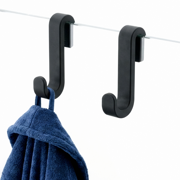 Set van 2 Siliconen Douchedeur Haken - Zwart