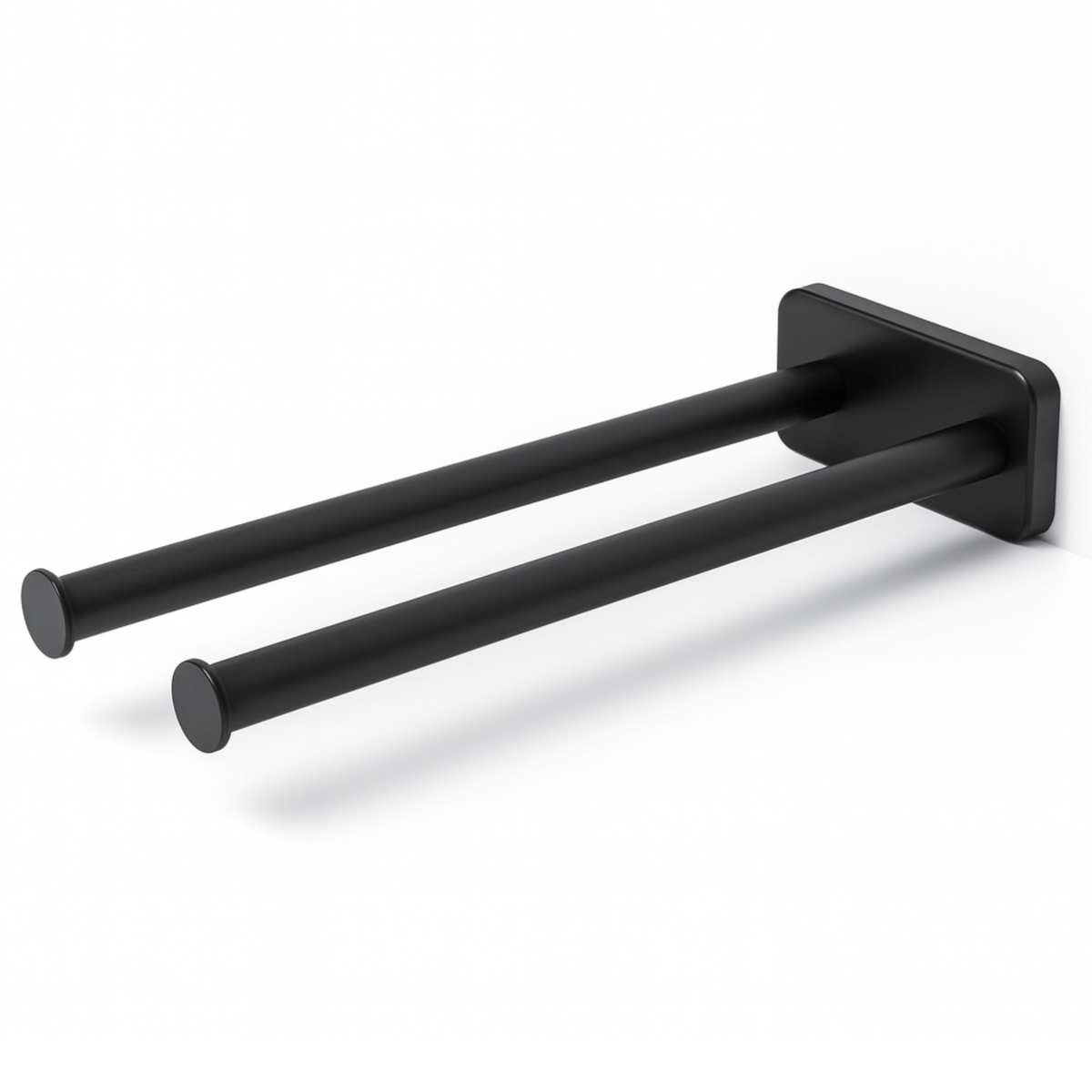 Support de barre à serviette noir 41 cm – Double bras, résistant à la rouille