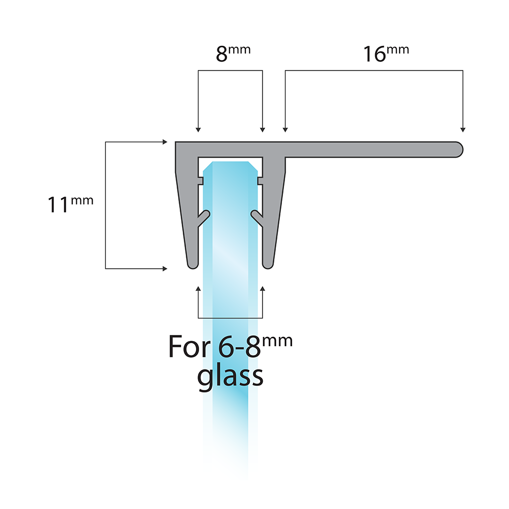 Vertical Shower Door Seal F-Profile 200 cm