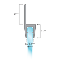 Vertical Shower Door Seal U-Profile 200 cm
