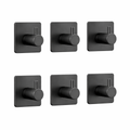 Wandhaken mit runder Basis Schwarz, selbstklebend, Set mit 6 Stück