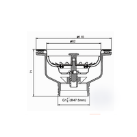 Sink Drain with Basket Plug – Ø110mm Outer Diameter, G1 1/2 Connection