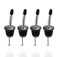 Bottle Pourer Set of 4 with Cap - Silver